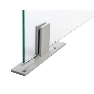 Standfuß längs-quer, lichtgrau, 200 mm, für 6 mm ESG Hygieneschutzglas.