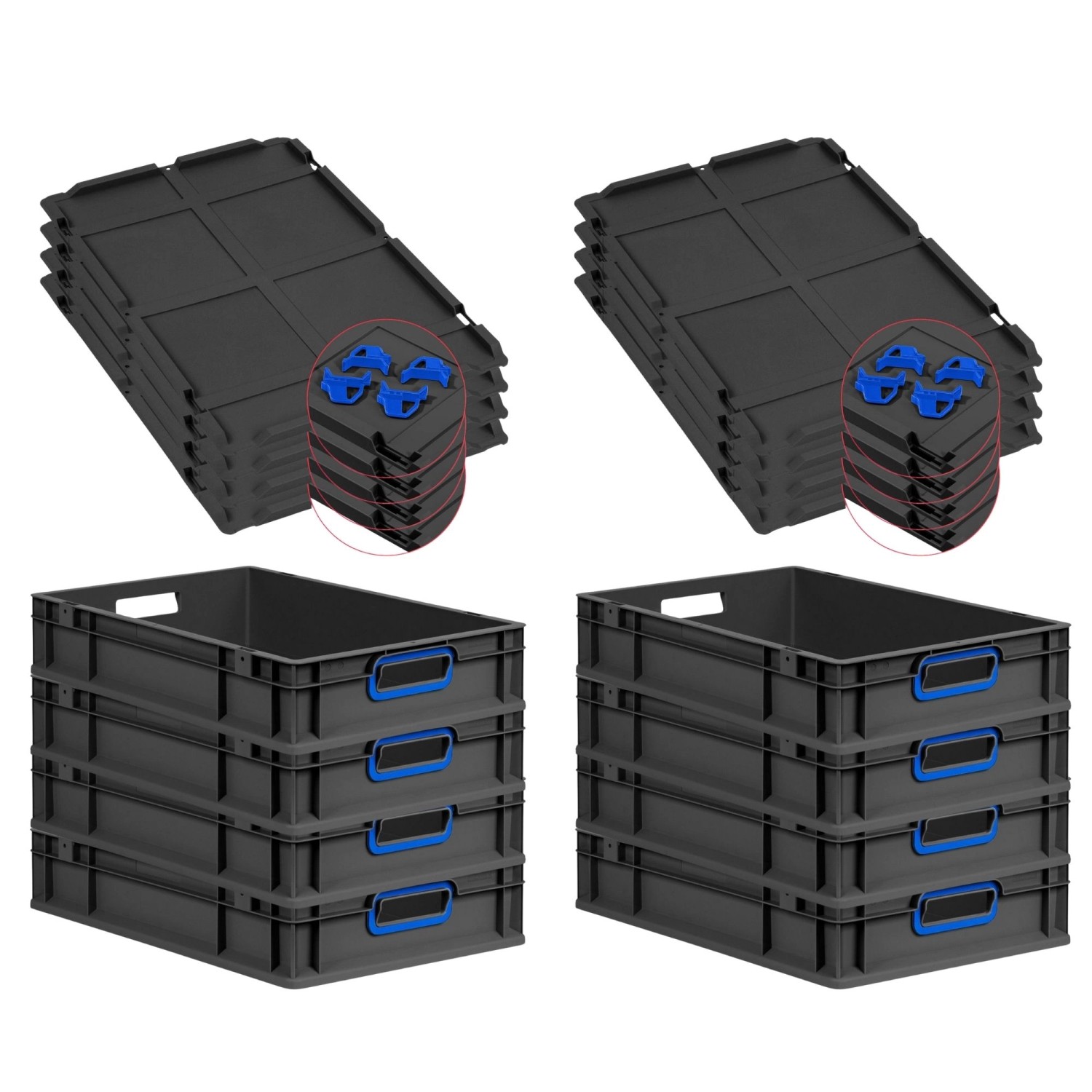 PROREGAL SuperSparSet 8x Eurobox Nextgen Color Mit Auflagedeckel HxBxT 12x4 günstig online kaufen