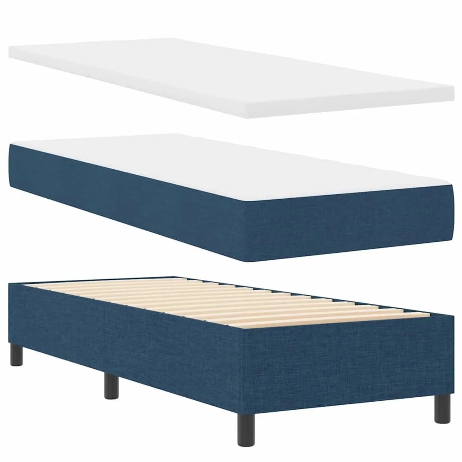 vidaXL LED Boxspringbett mit Matratze Blau 80 x 200 cm Stoff 3343538