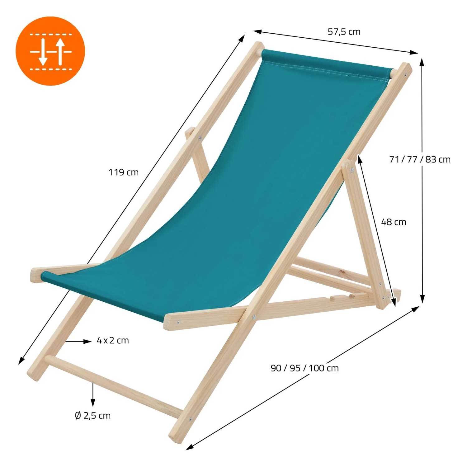 ECD Germany Liegestuhl 5Er Set Klappbar Petrol aus Holz_2