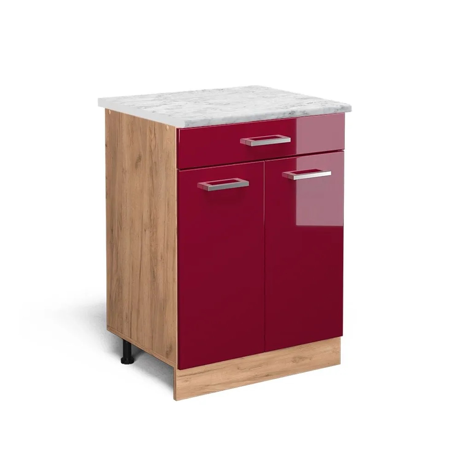Vicco Küchenunterschrank R-Line Rot Hochglanz 60 x 82 AP Marmor Opt5