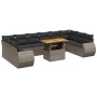 Graue 11-tlg. vidaXL Garten-Sofagarnitur aus Polyrattan mit Tisch und Kissen.