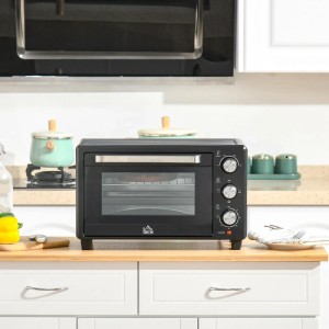 HOMCOM Minibackofen, 21L, schwarz, mit Drahtgestell und Backblech. Elektrogerät für die Küche.
