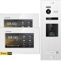Balter EVO-HD Video-Türsprechanlage mit Fingerprint für 2-Familienhaus, silber-weiß, mit 2 Monitoren.