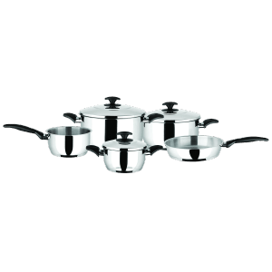 Pyramis Gourmet Kochtopf-Set, 8-teilig, aus Edelstahl, bestehend aus Töpfen und Deckeln.