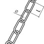Technische Zeichnung einer Conacord Ringkette aus Stahl. Ovale Kettenglieder mit Maßangaben für Durchmesser und Länge.