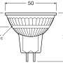 Technische Zeichnung Osram LED GU5.3 Spot MR16, Maße: 4,4 x 5 cm, dimmbar.