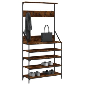 vidaXL Kleiderständer mit Schuhablage Räuchereiche 90x34x184 cm 837879