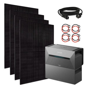 MyVoltaics Balkonkraftwerk Komplettset mit 4 Solarmodulen, 3,2 kWh Speicher und Anschlussmaterial.