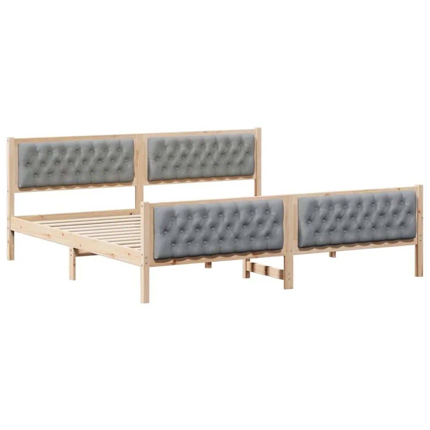 vidaXL Bettrahmen Hellgrau 200 x 200 cm Massives Kiefernholz 3394268