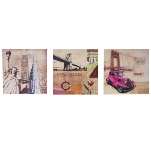 3-teiliges Leinwandbild "New York" mit Motiven der Stadt, Wanddekoration.