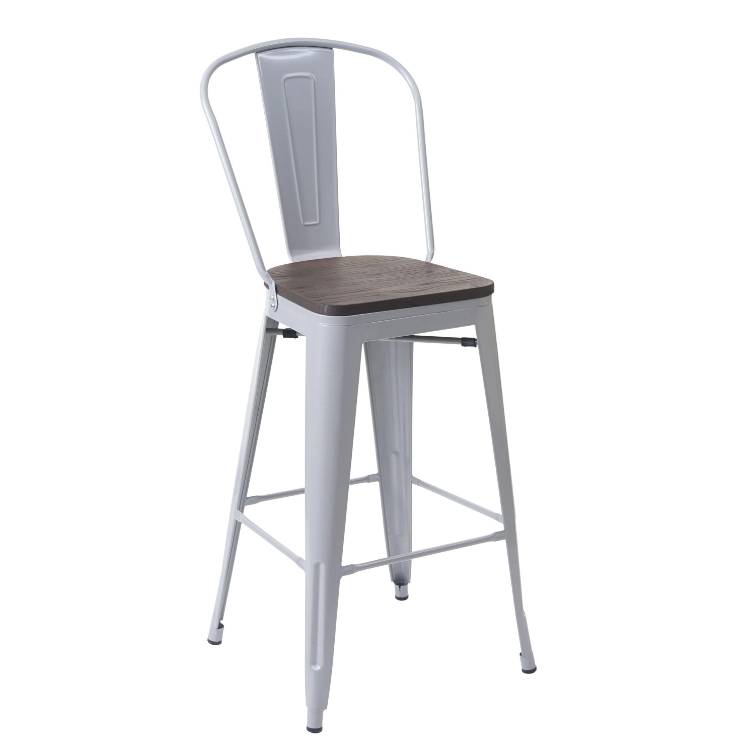 PROREGAL Barhocker Mit Lehne Inkl. Holz-Sitzfläche Sitzhöhe 77cm Metall Ind günstig online kaufen