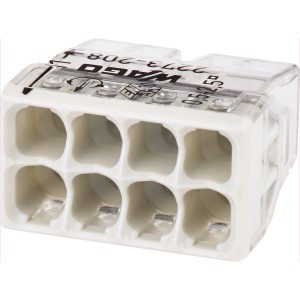 Wago Verbindungsdosenklemme, 8-polig, transparent, für Leiter von 0,5-2,5 mm².