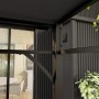Detailansicht des Outsunny Grillpavillons in Dunkelgrau und Schwarz, Metallstruktur.