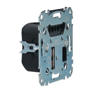 Merten Universal-Dimmer-Einsatz MEG5171-0000, Detailansicht der Rückseite mit Anschlüssen.