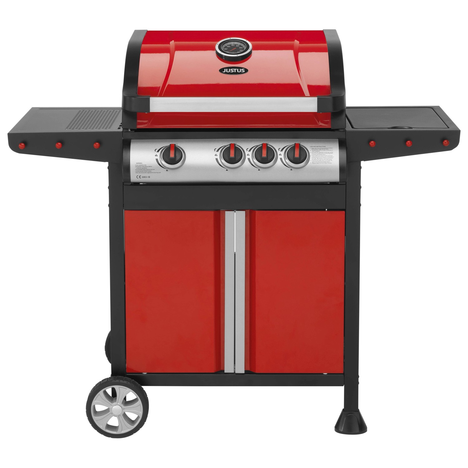 Justus Genis BBQ-Gasgrill Genius 3 Hauptbrenner und 1 Seitenbrenner Edelstahl