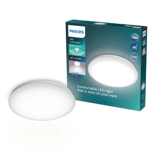 Weiße Philips Moire LED Deckenleuchte, rund, mit Sternenlichtoptik. EyeComfort für angenehmes Licht.