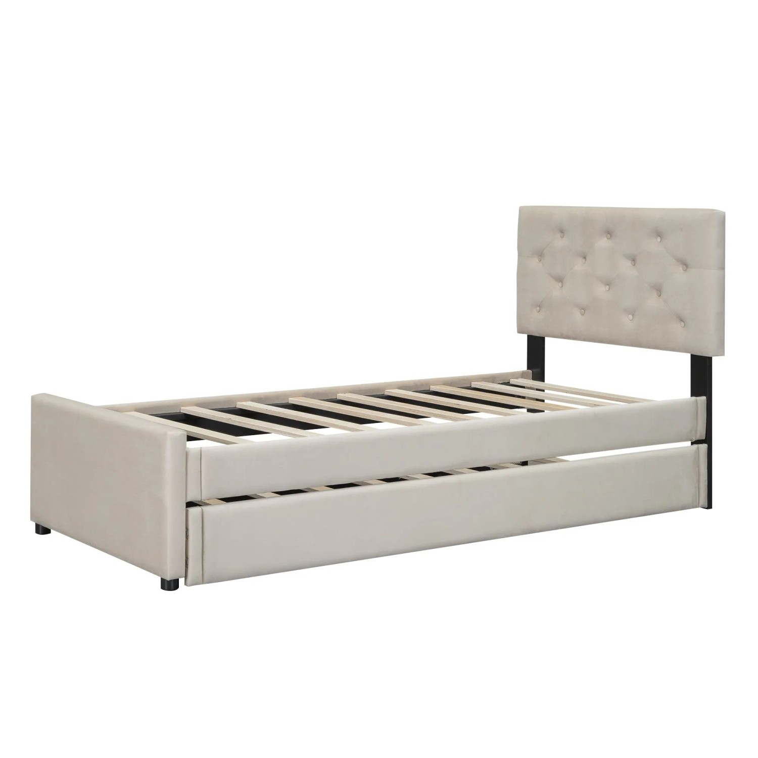 okwish Polsterbett 90×200 Kinderbett mit Rollcontainer ohne Matratze