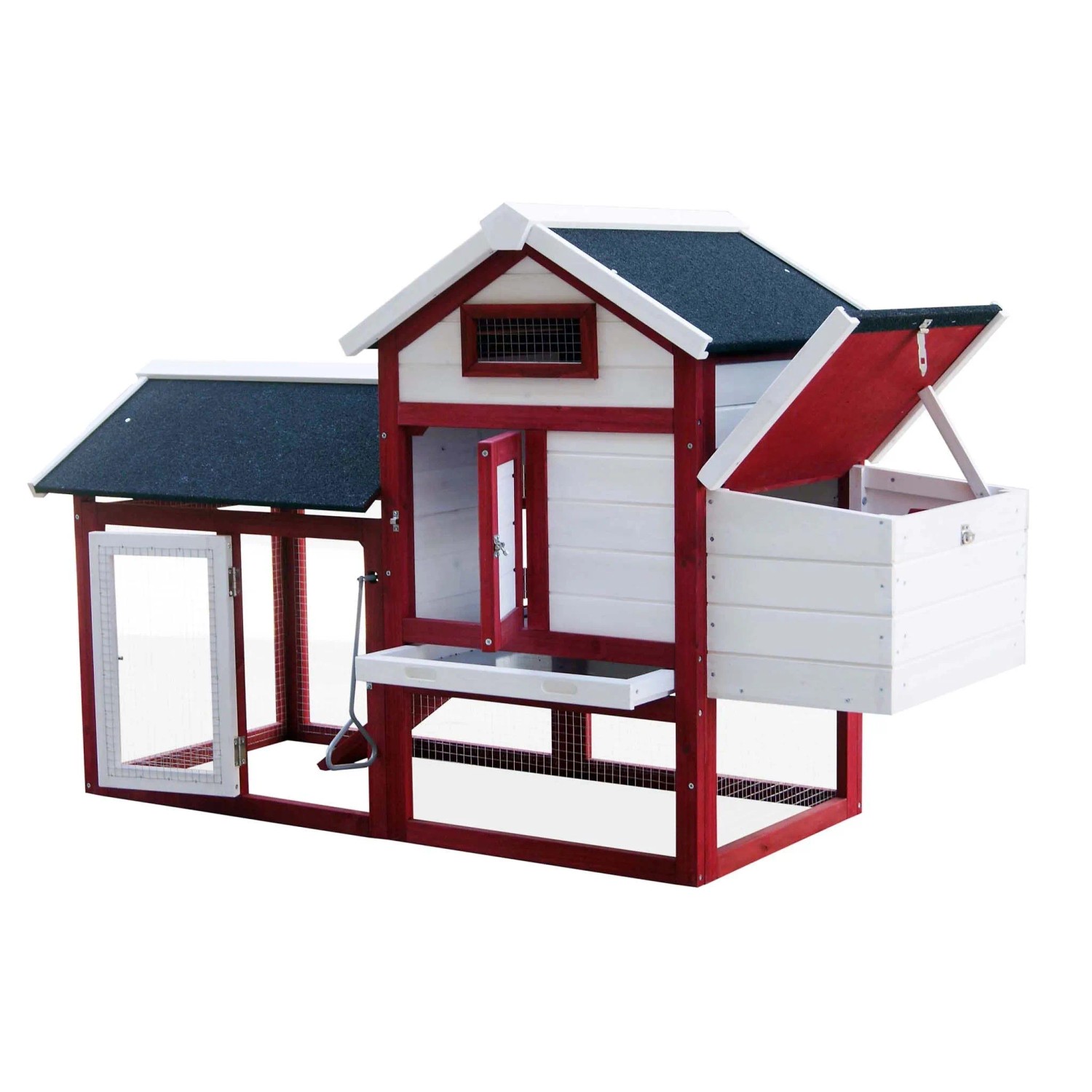 Wiltec Hühnerstall 1520x520x920mm Freilauf Tannenholz Hühnerhaus Kotwanne Huhn