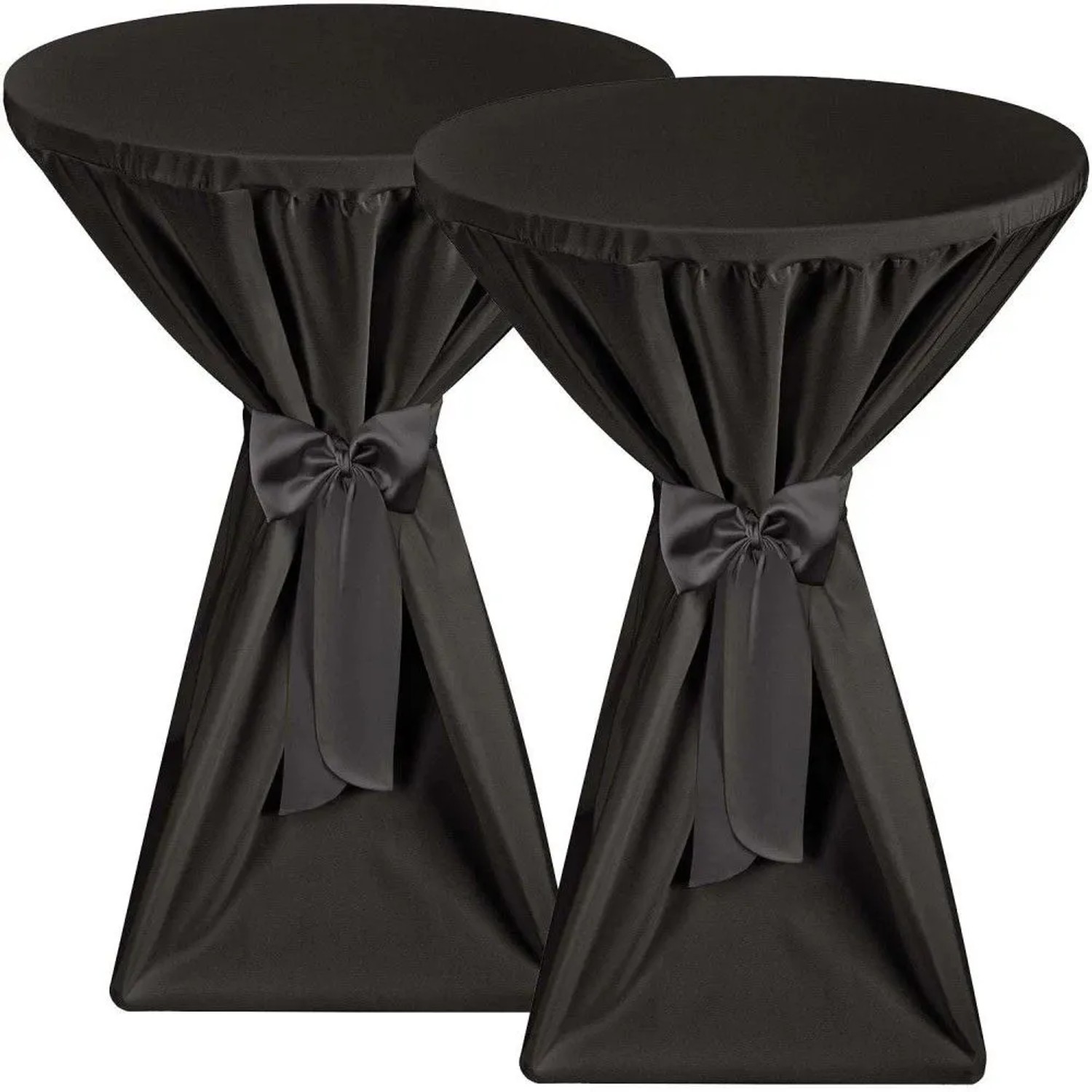 Beautissu Premium Stehtischhusse ø 80cm Schwarz 2tlg