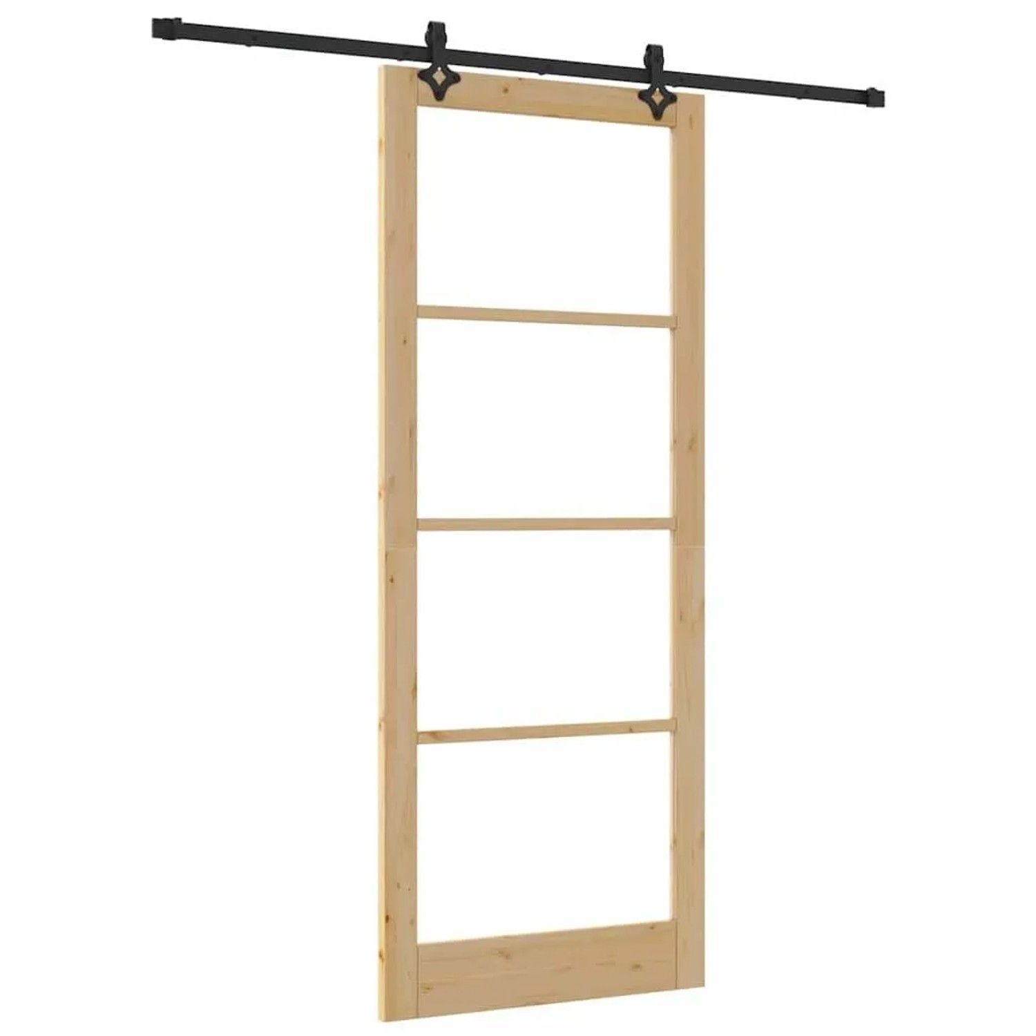 vidaXL Schiebetür Natur 93 x 232 cm Massivholz Kiefer und Glas 3332319