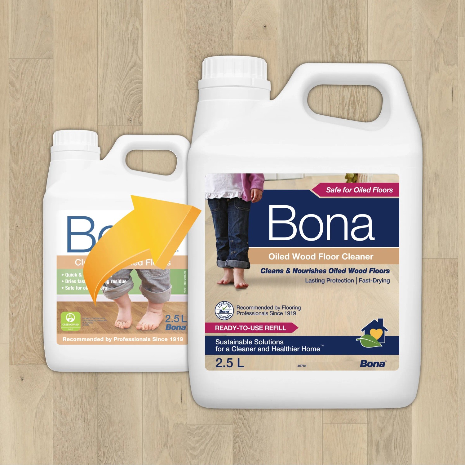 Bona Reiniger für geölte Böden, 2,5L Nachfüllkanister. Reinigungsmittel für Parkett und Holzböden.