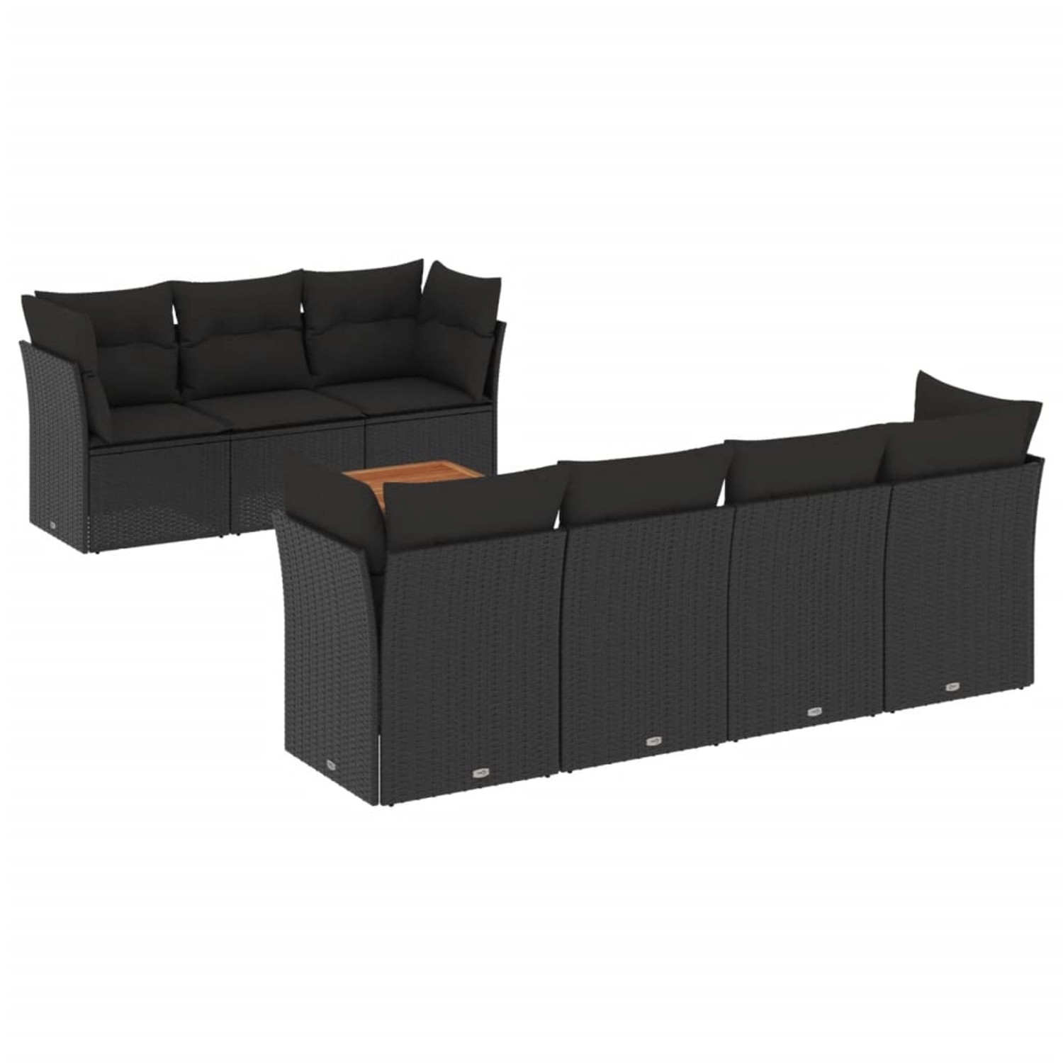 vidaXL 8-Tlg Garten-Sofagarnitur mit Kissen Schwarz Poly Rattan 3255831 günstig online kaufen
