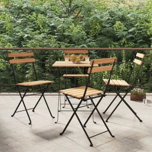 vidaXL Bistrostühle 4 Stk Klappbar Massivholz Teak und Stahl 319980