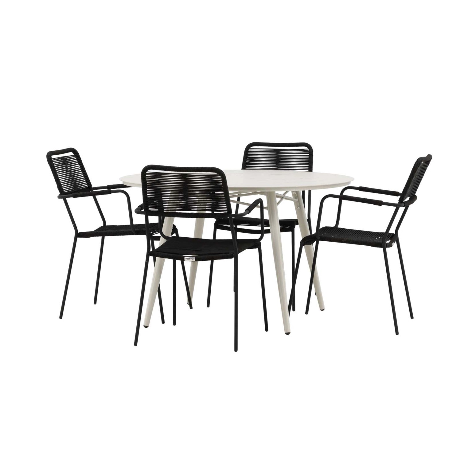 ebuy24 Lina Gartenset Tisch Ø120cm Beige 4 Stühle Lindos Schwarz günstig online kaufen