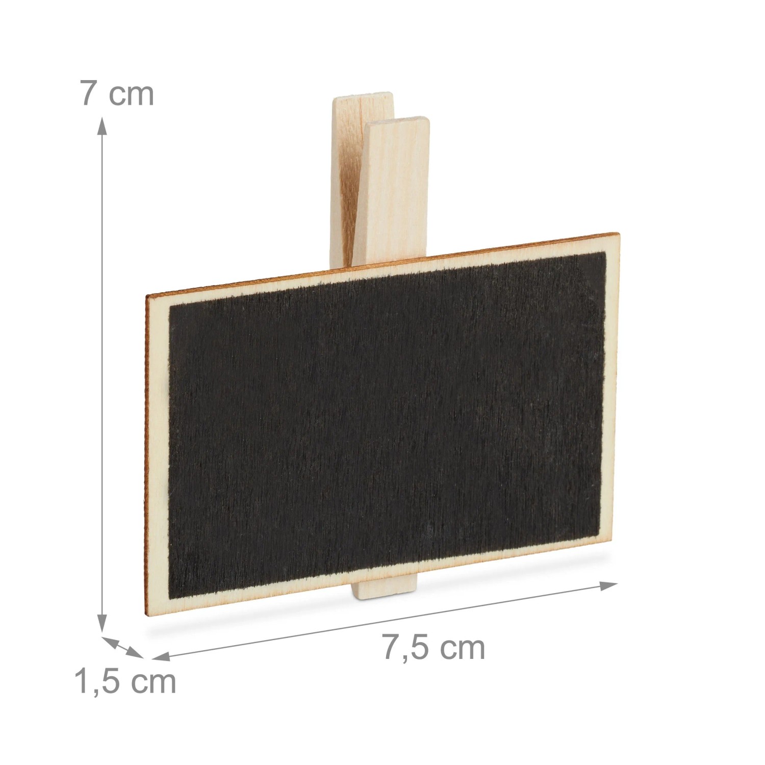Relaxdays Holz-Tafelklammer mit schwarzem, rechteckigem Schild, wiederbeschreibbar, für Pflanzen.