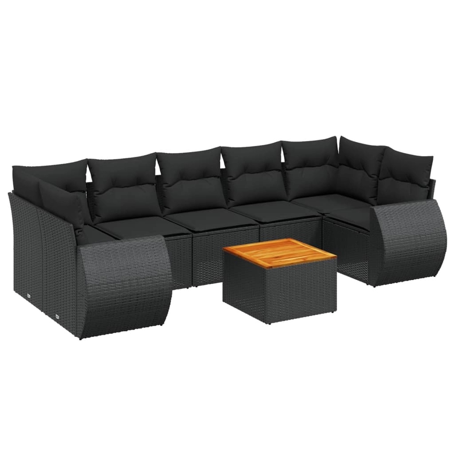 vidaXL 8-tlg Garten-Sofagarnitur mit Kissen Schwarz Poly Rattan Modell 122