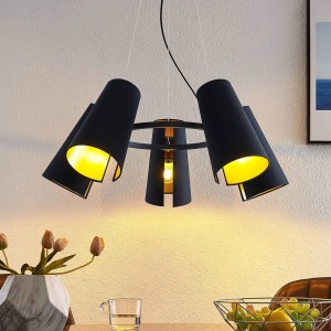 Lucande Pendelleuchte Kemoni 9639549 Modern in Schwarz aus Metall 5-flammig E27 Wohnzimmerleuchte