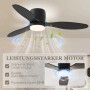 Schwarzer Deckenventilator mit Lampe und Fernbedienung, 115 cm Durchmesser.