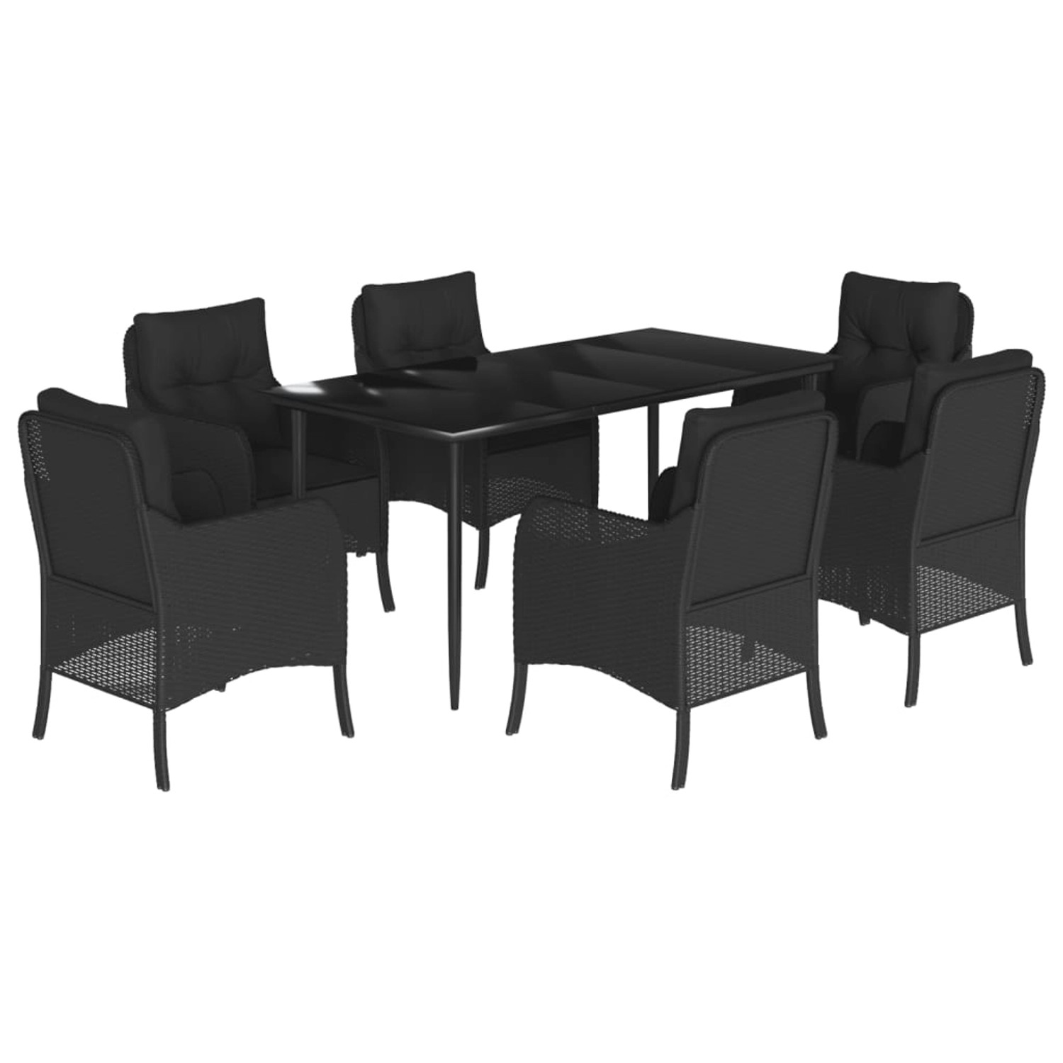 vidaXL 7-Tlg Garten-Essgruppe mit Kissen Schwarz Poly Rattan 3211924 günstig online kaufen