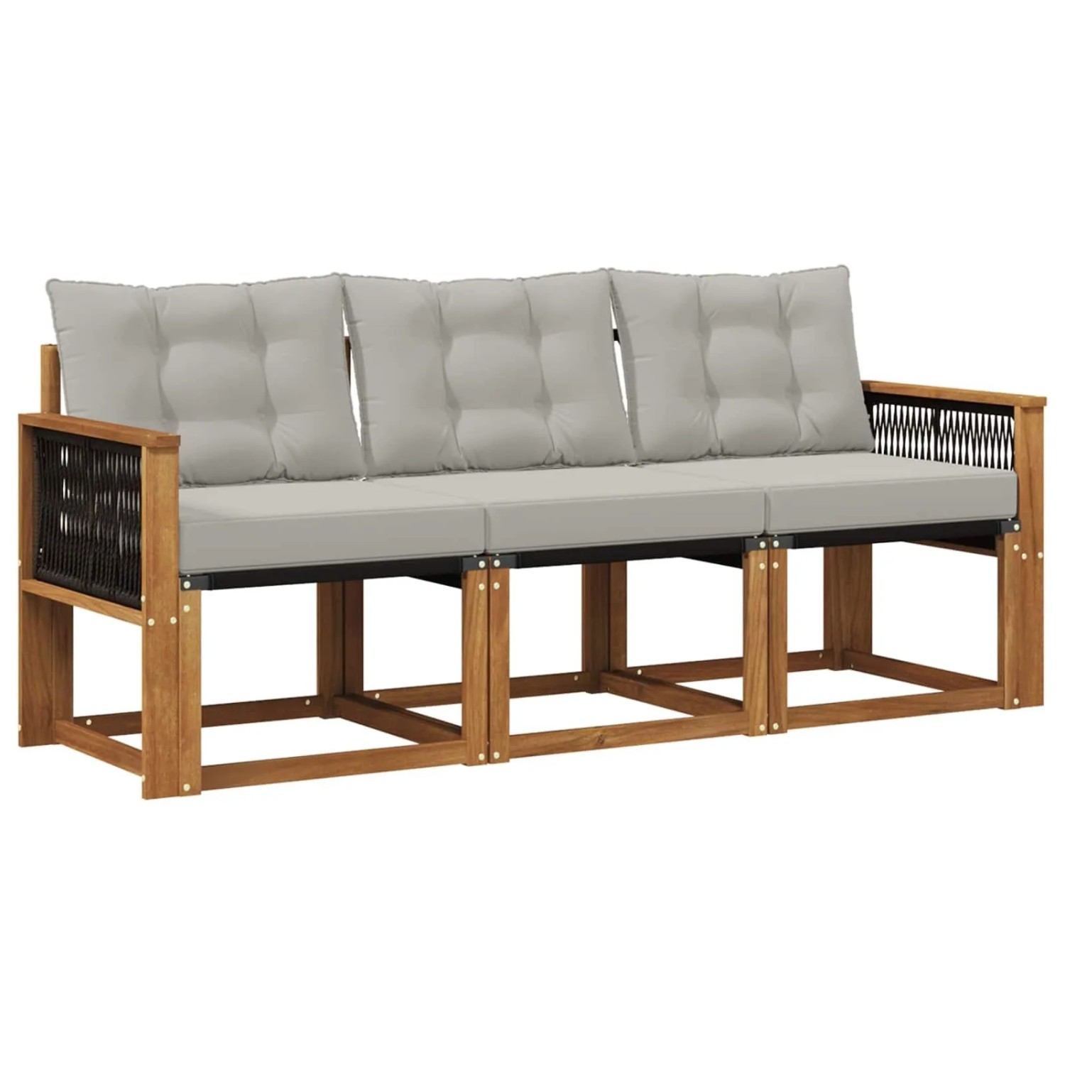 vidaXL Outdoor-Sofagarnitur mit Kissen 3 Stk Natur und Hellgrau 3381743