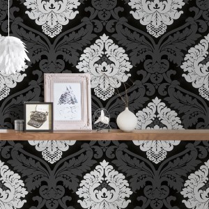 Bricoflor Vliestapete Neobarock in Schwarz, Weiß und Grau mit elegantem Ornament-Muster für Wohn- und Esszimmer.