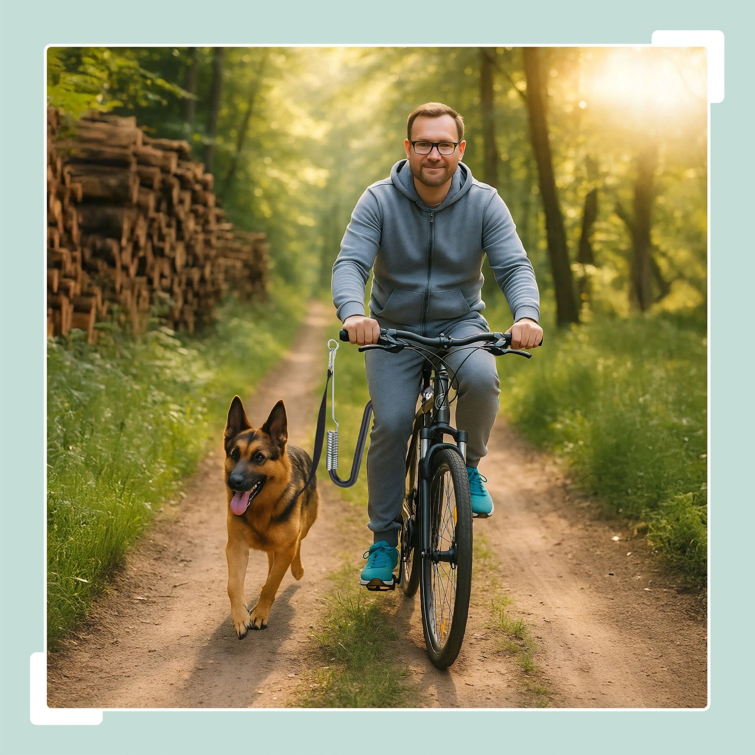 Relaxdays Fahrradleine für Hunde Stahl Schwarz Abstandshalter Mit Feder 44 cm x 190 cm x 8 cm 1,1 kg_2