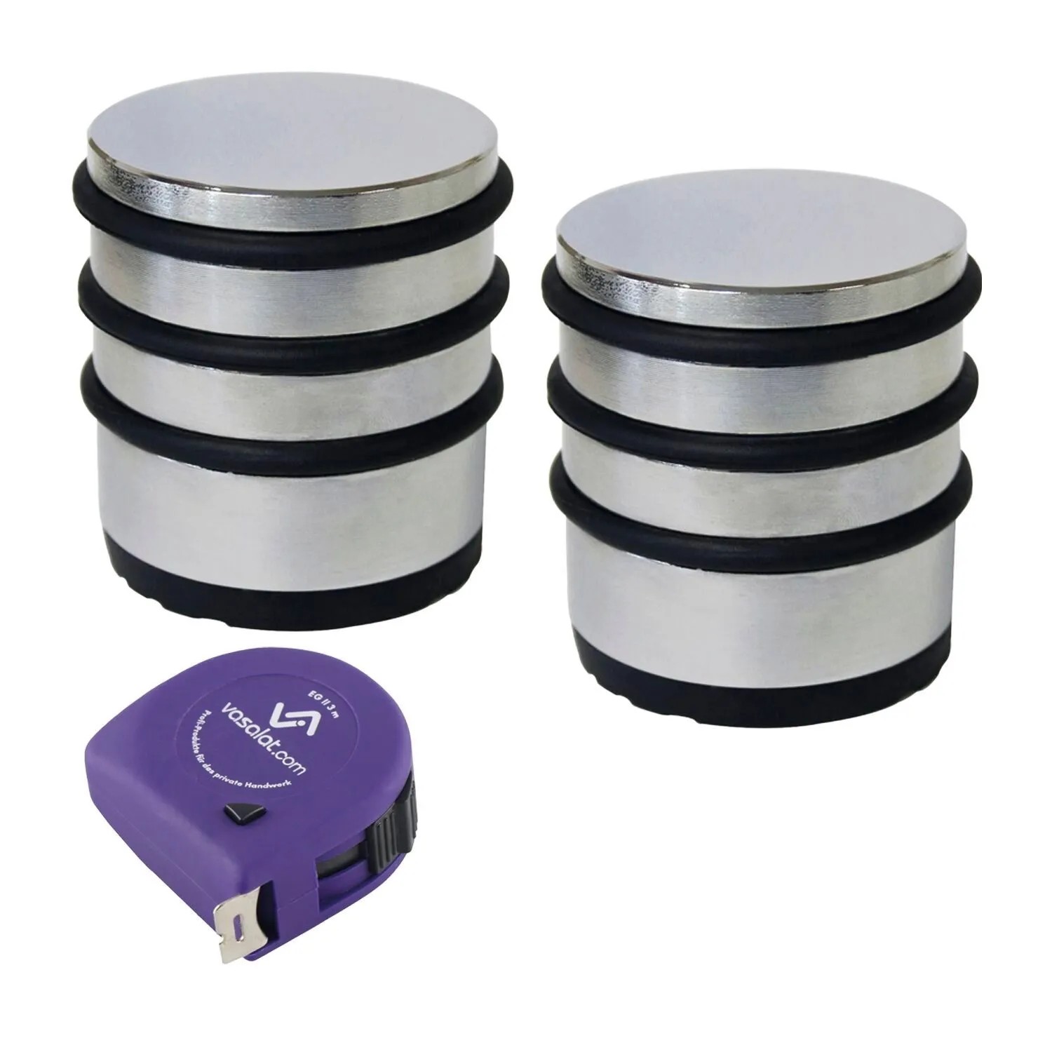 vasalat Set Türstopper schwer Ø 65 mm H 75 mm Edelstahl Geschliffen 1,5 kg 2 Stück