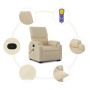 Cremefarbener Massagesessel mit Aufstehhilfe, Stoffbezug und Fernbedienung. Relaxsessel für Senioren.