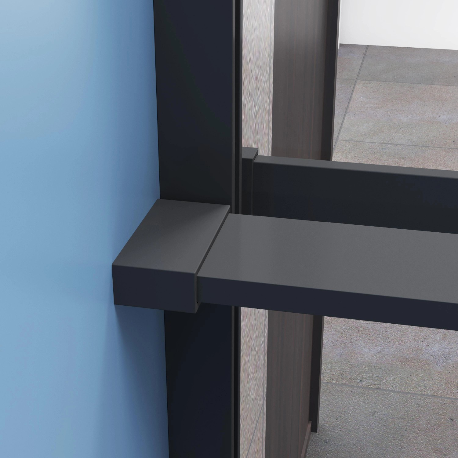 Schwarzes AICA Duschregal 90cm mit Handtuchhalter für Duschwand.