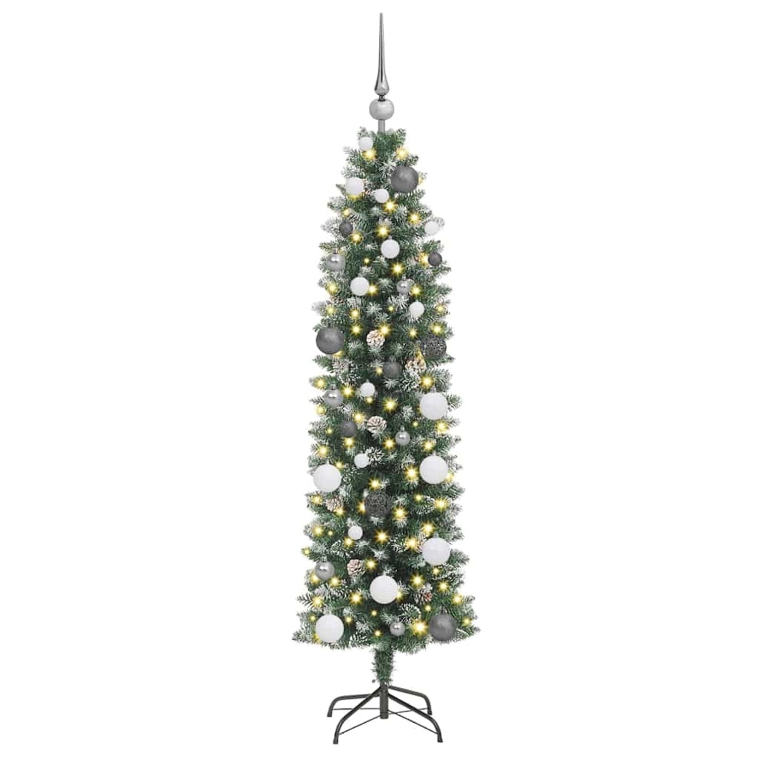 vidaXL Künstlicher Schlanker Weihnachtsbaum mit 150 LEDs Grün 150 cm 3395280