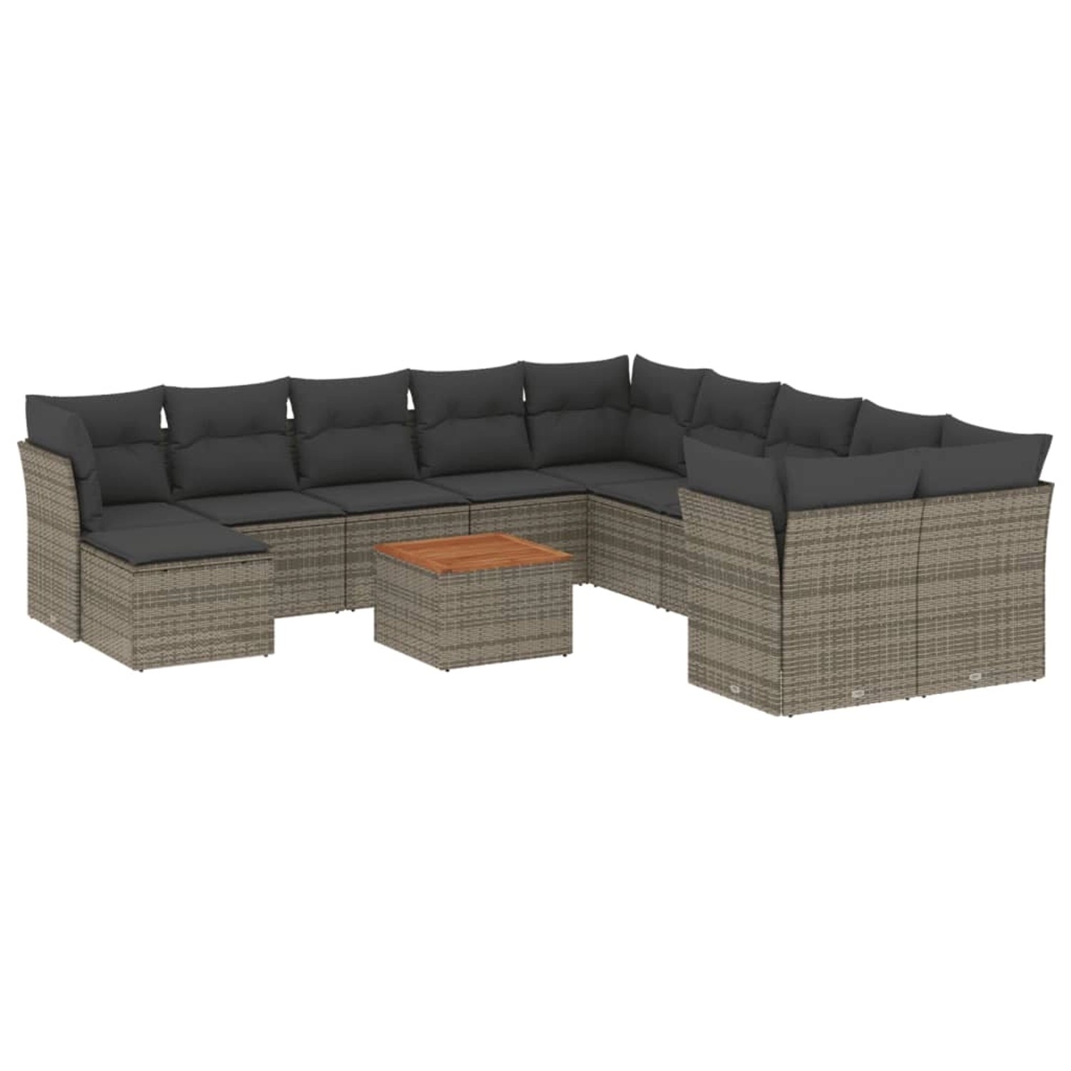 vidaXL 12-tlg Garten-Sofagarnitur mit Kissen Grau Poly Rattan Modell 37 günstig online kaufen