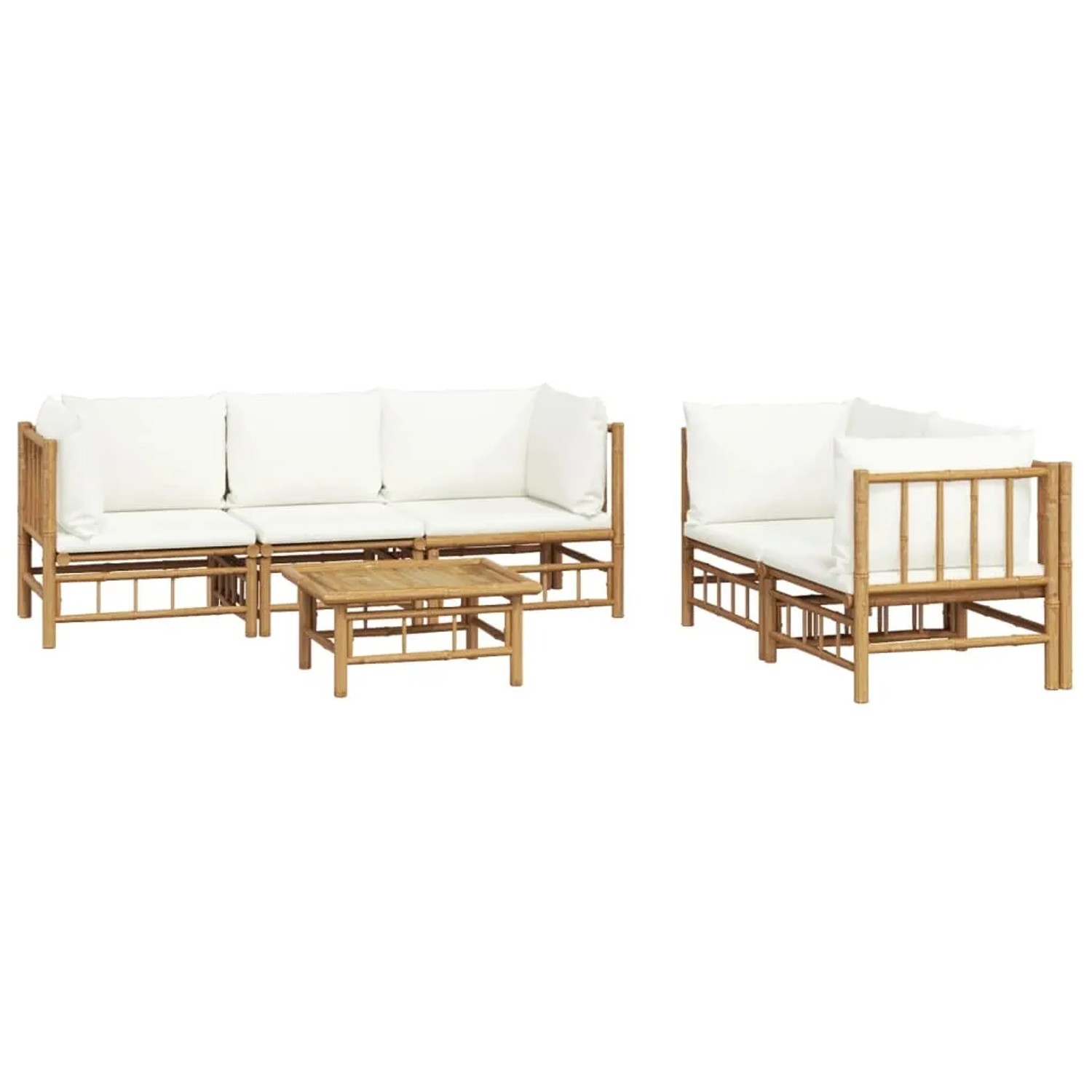 vidaXL Loungembel Outdoor Bambus 6-tlg Modell 11 mit Cremeweien Kissen  kaufen bei OBI