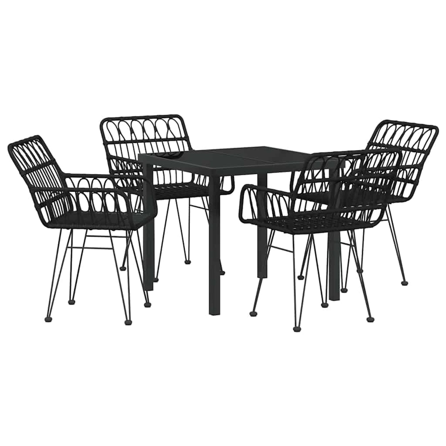 vidaXL Garten Essgruppe 5-Tlg Schwarz Poly Rattan 3379185 günstig online kaufen