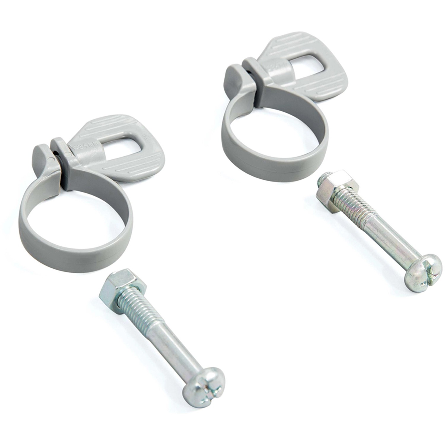 Befestigungsmaterial für Bestway Pool Heizgerät, bestehend aus Schrauben und Klemmen.