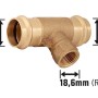 Rotguss Press-T-Stück 28 mm x 18,6 mm für Kupferrohre in Heizung und Sanitär.