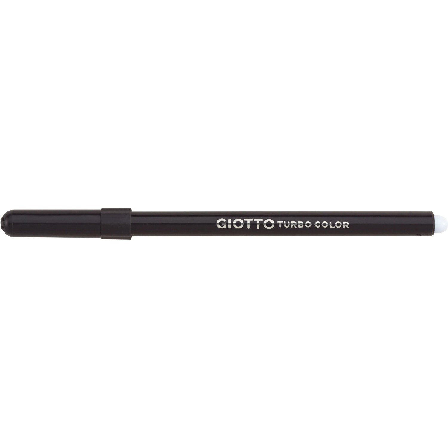 Giotto Turbo Color Fasermaler, Stift in Schwarz mit weißer Spitze.