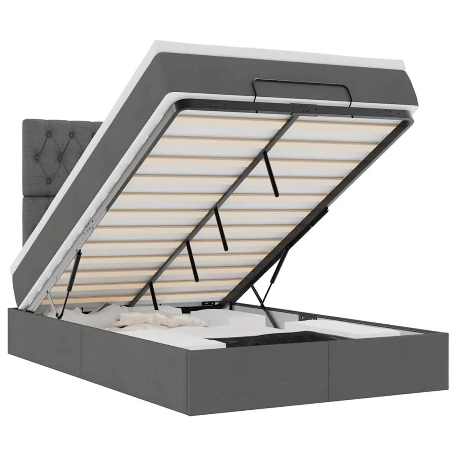 vidaXL Ottoman-Bett mit Matratze Dunkelgrau 120x200 cm Stoff 3313231