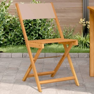 Bistrostuhl aus Akazienholz, taupefarbener Stoff, klappbar, 2er-Set für Garten/Terrasse.