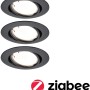 Paulmann LED Einbaustrahler Set, 3 runde, schwarze Spots mit Zigbee Smart Home Funktion.